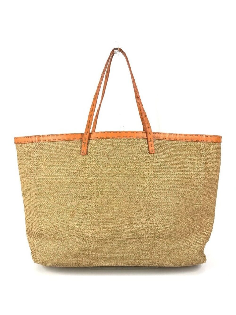Fendi Shoulder Bag Selleria Logo Raffia Beige